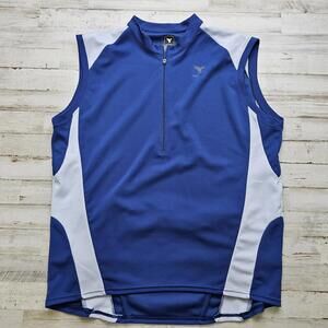 Insport Cycling Jersey Men's XL Blue & White Sleeveless 1/4 Zip w/ Back Pocket